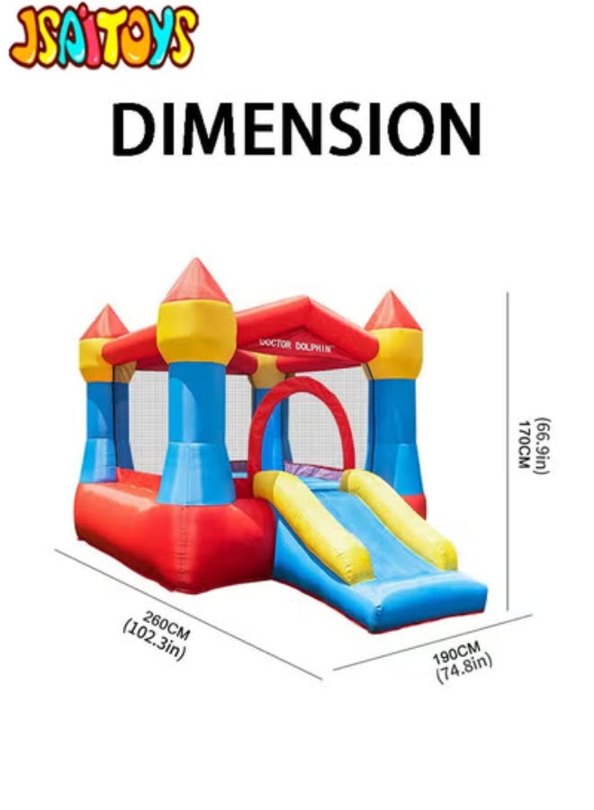 JSAITOYS Inflatable Castle (with Slide/Safety Net) - Outdoor Children's Bouncing Park Size 260x190x170cm - Image 2